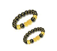 LIYAPEI Feng Shui Black Obsidian Wealth Bracelet，Feng Shui Bracelet for Men/Women with Sagin Pixiu Character for Protection Can Bring Luck and Prosperity，Suitable for Any Occasion,Unisex, 8 UK,