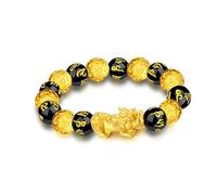 LIYAPEI Feng Shui Black Obsidian Wealth Bracelet，Feng Shui Bracelet for Men/Women with Sagin Pixiu Character for Protection Can Bring Luck and Prosperity，Suitable for Any Occasion,Unisex, 8 UK, Stone,