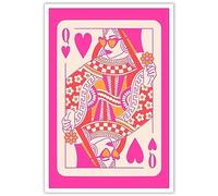 Liyark Funny pink Queen Hearts Poker Posters Funky Preppy Playing Card Canvas Wall Art LUCKY YOU Prints Painting Retro Trendy Modern Decor For Home Bedroom Dorm wall Decor 12x16in Unframed
