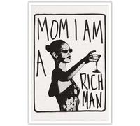 Liyark Mom I Am A Rich Man Aesthetic Retro Music Goblet Poster Feminist canvas Wall Art Vintage Bar Cart Wall Decor Preppy Dorm Decor Unique Wall Art prints painting 16x24in Unframed