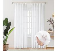LIYAXUN White Sheer Curtains 63 inch Length, Pinch Pleated Sheer Curtains for Sliding Door, Custom Multi Size (2 Panels, 50 inches Wide Each Panel, White)