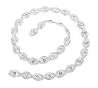 Liyeehao Decorative 1 Yard Bling Rhinestone Ribbon, Sparkling Rhinestone Roll, Rhinestone Wrap, for Crafts for Arts(Silver white diamond)