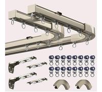 LIYI929GP Ceiling Curtain Track Bay Window Ceiling Curtain Rail With Heavy Duty Roller, Corner Connectors, Hanging Shades, Sheers, Panel Drapes, Single/double Pole Rail Straight/curved Room Divider