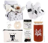 LiYiQ Cat Lover Gifts for Women - Cat Mom Gifts, Crazy Cat Lady Essentials: Makeup Bag, Socks, Scrunchies, Greeting Cards - Perfect for Birthdays & Mother's Day