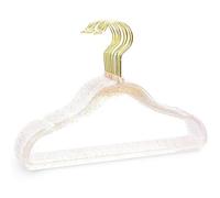 LIYJTK 10 Pcs Clear Acrylic Hangers for Closet,40cm Plastic Glitter Coat Hanger Non Slip Space Saving Suit Hangers Heavy Duty Clothes Hanger with Non Slip Notches(Gold)