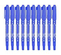 LIYJTK 10pcs QuickDrying Marker Pen DoubleEnd Art Drawing Writing Colored Set Lightweight Ergonomic Design Convenient Hold Sketching Note Taking Logistics Plastic Ink Boxed Office (Blue)