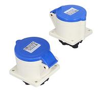 LIYJTK 2Pcs 3 Pin Power Socket Industrial Concealed Connector 220- 32A 2P+E IP44 for Industrial Use