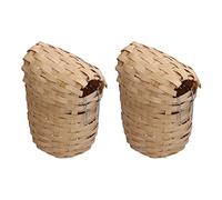 LIYJTK 2PCS Nest Bird House Hand Made with Hook Household Hut Flower Basket Nesting Decorations Weaving Parakeet for Parakeets Yard Outdoor Garden