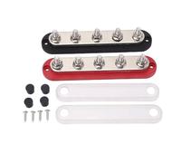 LIYJTK 2PCS Set M8 Copper Plate Stainless Steel Terminals Power Distribution Terminal Block with Cover 300A 48V
