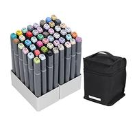 LIYJTK 48 Colors Dual Tip Markers Set Soft Oblique Tips Smoothly Output Art Marker Pens for DIY Drawing