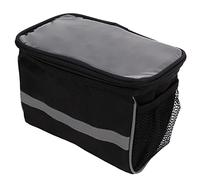 LIYJTK Black Handlebar Bag Large Reflective Strip Easy Installation Bike Front Tube Bag for Outdoor Mountain Biking