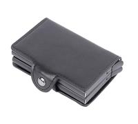 LIYJTK Card Holder Black Large Capacity RFID Blocking Aluminium Alloy PU Withstand WEAR Card Wallet