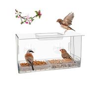 LIYJTK Clear Window Bird Feeder Strong Suction Transparent Outside Window Bird Feeder with Drain Holes Suitable for Cardinal Gold Finch Bluebirds Chickadees Acrylic Material