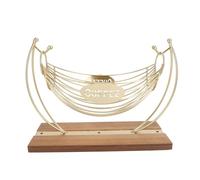 LIYJTK Coffee Pod Holder Iron Hammock Coffee Capsule Storage Basket Bar Countertop Organizer with Wood Base for Kitchen Office