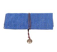 LIYJTK Curtain Pencil Case Multi-Function Large Capacity Cute Contract Roll Up Pen Wrap for Storage Reed Blue