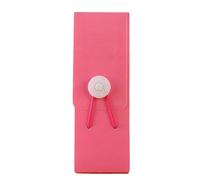 LIYJTK Cute Canvas Pencil Case, Pencil Case Plastic Smile Face Pattern Rose Color Elastic Band Tower Buckle Creative Stationery Case for School Office Supplies