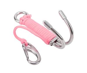 LIYJTK Diving Drift Hook, Stainless Steel Double Dual Drift Hook with Line, 316 Corrosion-Resistant Hook for Scuba Diving, Cave Diving & Drift Diving (Pink)