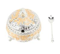 LIYJTK Elephant Sugar Bowl with Lid and Spoon, Zinc Alloy Colorful Sweetener Jar for Kitchen Table Decor, Silver Yellow Sugar Container for Home and Party Use