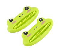LIYJTK Frog Shape Toothpaste Squeezer, 2Pcs Waste-Reducing Paste Dispenser Manual Roll Holder for Family Bathroom Kids Daily Use