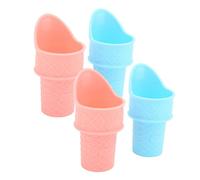 LIYJTK Ice Cream Snow Cone Rack, Scoop Reusable Sundae Dish Holder Plastic Bowls 4pcs Scooper Mini Cones Stand Upright Dig and Load for Scooping Frozen Yogurt Sorbet Parties Family Gath