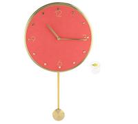 LIYJTK PENDULUM SWING CLOCK HOME OFFICE DECOR, SILENT MOVEMENT EUROPEAN STYLE BLUE MDF+BRASS+IRON PENDULUM (Red-round ornament)