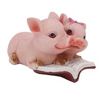 LIYJTK Pig Statue Resin Material Hand Painted Cute Couple Shape Micro Animal Figurine for Collection Gift Statue, Mini Garden Funny Reading Book Desktop Ornament