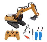LIYJTK RC Excavator Rotate 680 Degrees 11 Channel Crawler Excavator Competition Engineering Vehicle Model Toy 2.4G Wireless Kids (2 Battery)