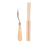LIYJTK Wooden Bent Latch Hook Smoothing Handle Strong Wood Multi Purpose Bent Crochet Hook with Thread Cutter for Craft DIY Household