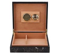 LIYJTK Wooden Cigar Box Vintage Mini Portable Humidor Cigarette Container Storage Case for Home and Travel Ebony (Marble Color)
