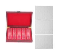 LIYJTK Wooden Coin Holder Storage Vintage Box 50 Pieces Protective Case Coin Collection Gift Scene Dark Red Elegant Retro High Capacity Storage