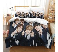 Liyoky BTS Duvet Cover Set 3 PCS Hotel Quality Quilt Cover Bedding Sets Bed Covers with Pillowcases with Zipper Closure Hypoallergenic Soft Breathable Microfiber Double(200x200cm)