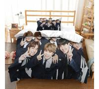 Liyoky BTS Duvet Cover Sets 3 PCS Hotel Quality Quilt Cover Bedding Set Bed Covers with Pillowcases with Zipper Closure Hypoallergenic Soft Breathable Microfiber Single(135x200cm)