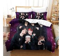 Liyoky BTS Duvet Cover Sets 3 PCS Hotel Quality Quilt Cover Bedding Sets Bed Covers with Pillowcases with Zipper Closure Ultra Soft Anti Allergic Microfiber Double（200x200cm）