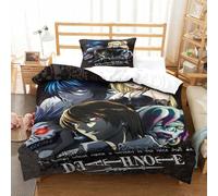 Liyoky Death Note Duvet Cover Set 3 PCS Hotel Quality Quilt Cover Bedding Sets Bed Covers with Pillowcases with Zipper Closure Ultra Soft Hypoallergenic Microfiber Single(135x200cm)