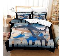 Liyoky Italian Brainrot，Tralalero Tralala Duvet Cover 3 PCS Hotel Quality Quilt Cover Bedding Sets Bed Covers with Pillowcases with Zipper Closure Breathable Stylish Comforter Double（200x200cm）