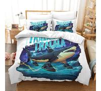 Liyoky Italian Brainrot，Tralalero Tralala Duvet Cover Set 3 PCS Hotel Quality Quilt Cover Bed Sets Bed Covers with Pillowcases with Zipper Closure Breathable Stylish Comforter Double（200x200cm）
