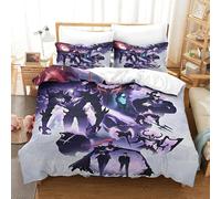 Liyoky Solo Leveling Duvet Cover 3 PCS Hotel Quality Quilt Cover Bedding Bed Covers with Pillowcases with Zipper Closure Ultra Soft Hypoallergenic Microfiber Super King（260x220cm）