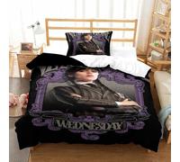 Liyoky Wednesday Duvet Cover Set 3 PCS Hotel Quality Quilt Cover Bedding Bed Covers with Pillowcases with Zipper Closure Ultra Soft Anti Allergic Microfiber Single（135x200cm）