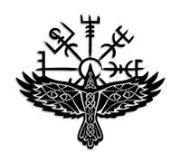 LIYOUYA Viking Raven Metal Wall Decor - Gothic Nordic Style Shelter Room Decor Black Wall Art Home Decor for Living Room, Bathroom, Bedroom, Dining Room, Office (Black)