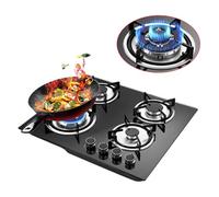 LIYUANJUN 23In Gas Cooktop Stove Top, Gas Cooktop Countertop 4 Burner Tempered Glass Cooktop Built in Natural Gas/LPG Stove for Home Kitchen Tempering Easy Cleaning