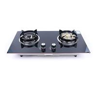 LIYUANJUN 28In Gas Cooktop Stove Top, Gas Cooktop 2 Burner Tempered Glass Cooktop Built in Natural Gas Stove for Home Kitchen Tempering Preventing Protection Easy Cleaning