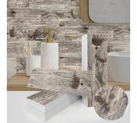LiyuanQ 16pcs DIY 3D Tile Wall Stickers 30x15cm 3D Wall Panels Vinyl PVC Thickened Self Adhesive Wall Tiles Waterproof Floor Sticker for Bedroom Kitchen Living Room Bathroom Home Decor