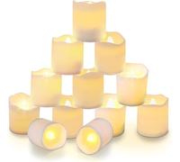LiyuanQ LED Tea Lights Candles, 24 Pack Bright Battery Tea Lights Flameless LED Candle Lights Electric Fake Candle in Warm White and Wave Open Bulb Light for Wedding Table Gift Outdoor