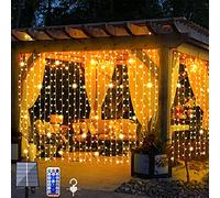 LiyuanQ Solar Curtain Lights Outdoor Fairy Lights 3m x 3m 300 LED 8 Modes Remote Control Waterproof Solar Garden Light Waterfall Fairy String Light for Patio Gazebo Party Christmas Autumn Decoration