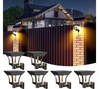 LiyuanQ Solar Wall Lights Outdoor, 6 Pack Solar Fence Lights 4 Lighting Modes IP65 Waterproof Dusk to Dawn LED Outdoor Solar Powered Wall Lamps for Fence Porch Garage Patio Yard Garden Decor