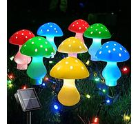 LiyuanQ Upgraded Outdoor Solar Garden Lights, 8 Pack 50 LED Mushroom Lights Modes 23ft Waterproof Powered Landscape Light Cute Fairy String for Yard Patio Outside Decor（Multicolor） (FS-DT222)