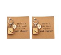 liyun 1 Pcs Simulation Bread Toast Keychain, Cute Good Luck Charms, Ideal for New Job Congratulations New Beginnings Divorce Breakup Going Away Gifts for Women Coworkers