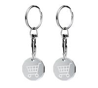 liyun 2 Pcs Trolley Token, Durable Metal Trolley Coin Keyring UK Pound, Removable Key Clip for Supermarket Shopping Carts Locker (B)