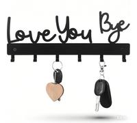 liyun Love You Bye Sign Key Holder Hook, Metal Wall Mount Hanger Rack with 2pcs Nails & Caps for Key Coats Hats Easy Installation Ideal Entryway Decor Home Organization Gift (1)