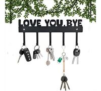 liyun Love You Bye Sign Key Holder Hook, Metal Wall Mount Hanger Rack with 2pcs Nails & Caps for Key Coats Hats Easy Installation Ideal Entryway Decor Home Organization Gift (2)